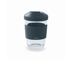 LACOR - 63138 - Vaso de Vidrio Borosilicato con Tapa - Antideslizante - Reutilizable - Apto para el lavavajillas - 280ml