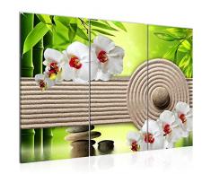 501131b - Imagen de Feng Shui OrquÃ­dea (120 x 80 cm, lienzo de fieltro, formato XXL, 3 piezas, fabricado en Alemania), color verde