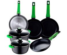 San Ignacio BaterÃ­a de Cocina 8 Piezas Vitoria: 2 cacerolas con Sus Tapa de Vidrio, de Ã20x9 y Ã28x12,5 y Set de 4 sartenes de Ã20x4,5 Ã24x5 Ã26x4,5 y Ã28x5,4 cms, Aluminio Fundido