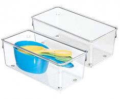 iDesign Linus, Organizador de cajones, para cocina, guarda utensilios, herramientas, adminÃculos, paquete de 2 unidades, 10,16 x 20,32 x 7,62 cm, Claro