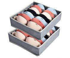 AiQInu Organizador Sujetadores Cajones,2 Pcs 7 Celdas Organizador Ropa Interior Plegable con Cremalleras, Organizador Armario Ropa con Compartimento para Sujetador,Calcetines,Corbatas