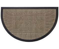 Deco Tapis - 1740157, Tapete Entrada Media Luna, 45 X 75 Cm, Demi,Lune Feuilles, Alfombra De Entrada, Beige