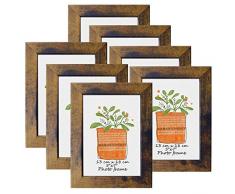 PETAFLOP Marcos de Fotos Multiples de 13x18 cm de Madera,Conjunto de Portafotos Rusticos,para Pared y Mesa, Set de 7