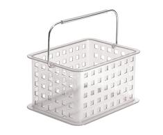 iDesign Zia Cesta de almacenamiento, cesta de plástico pequeña para baños para accesorios de ducha y de aseo personal, transparente
