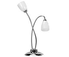 ONLI lÃ¡mpara de mesa de metal cromado brillante y tulipas de cristal blanco