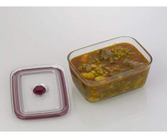 Jata HREC4201 - Recipiente Hermético de Cristal, Capacidad de 800 ml, Para alimentos sólidos y lÃquidos, Apto para congelador, microondas, horno y lavavajillas, Libre de BPA,