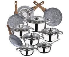 Bateria de cocina 12 piezas SAN IGNACIO Cassel, acero inoxidable, con juego sartenes (20/24/26/28 cm) SAN IGNACIO Granito en aluminio forjado