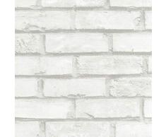 Venilia Lámina adhesiva | Blanco piedra Aspecto ladrillo | 90cm x 2,1m, Espesor 95μ | Vinilo autoadhesivo para muebles o cocina, decorativas papel pintado pared | PVC sin ftalatos | Fabricado en UE