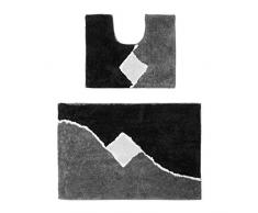 Relaxdays - Felpudo, Conjunto de 2 Piezas para el Cuarto de baño, diseños graficos, Lavable, para el WC, 80 x 50, Color Gris