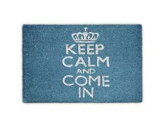 Relaxdays â Felpudo Keep Calm and Come IN para la Entrada de su hogar Hecho de Fibras de Coco y PVC con Medidas 40 x 60 cm Antideslizante Elemento Decorativo, Color Turquesa