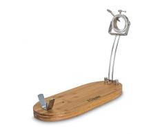 3 Claveles - Soporte Jamonero Plegable, Giratorio 2 Posiciones, Madera y Acero Inoxidable - (47x18.5 cm)