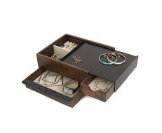 Caja para joyas Umbra Stowit, madera de caucho, negro/nogal, grande