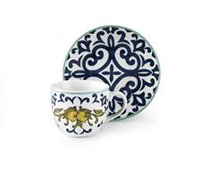 Excelsa Amalfi - Juego de 6 tazas de cafÃ© con platillo, de porcelana