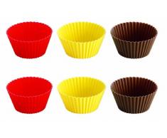 Tescoma 630648 Juego de de 6 moldes de Silicona, 9 cm, MarrÃ³n, Rojo, Amarillo