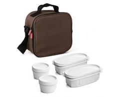TATAY Urban Food Casual - Bolsa tÃ©rmica porta alimentos con 4 tapers hermÃ©ticos incluidos, 3 litros de capacidad, MarrÃ³n, 22.5 x 10 x 22 cm