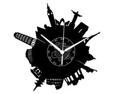 Reloj de pared de vinilo Vintage Handmade Amueblar Hogar Oficina Monumentos Historicos Agencia de Viajes Mundo Tour