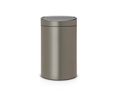 Brabantia Touch Bin Cubo de Basura, 40 litros, Acero Inoxidable, Platinum