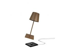 Zafferano Poldina Pro Mini â Lámpara de Mesa LED Regulable de Aluminio, Tipo de protección IP54, Uso en Interiores y Exteriores, estación de Carga de Contacto, Altura 30 cm, Enchufe Europeo (Corten)