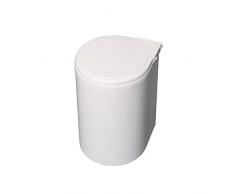 EMUCA - Cubo Basura Puerta de Armario, contenedor de Basura, contenedor de 13L con Tapa automática y fijación a Puerta, plástico, Blanco