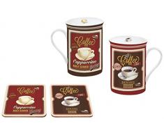 sans marque Marca 216COFE y Frase en inglés 2 Tazas 2 Posavasos Caja metálica
