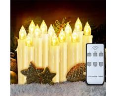 VicTsing - Juego de 12 velas eléctricas con pilas cónicas de 0,6 x 3,5, velas LED con llama, con pinzas extraíbles y mando a distancia para Navidad, bodas, fiestas y decoración interior