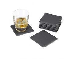 Relaxdays Set de 8 Posavasos, Cuadrado, 10x10 cm, FÃ¡cil de Limpiar, para Vasos, Gris