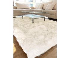 benuta Shaggy Hochflor Whisper WeiÃ 120x170 cm | Langflor Teppich fÃ¼r Schlafzimmer und Wohnzimmer Alfombra, Fibra sintÃ©tica, Blanco, 120 x 170 cm