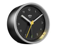 Braun Reloj Despertador de Cuarzo en Color Negro y Plateado con Alarma de Crescendo, funciÃ³n de repeticiÃ³n e iluminaciÃ³n, BC12SB