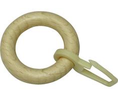 GARDINIA Anillos de Cortina para Barra de vitra Montana, con Gancho para Cortina (Gancho Plegable), 10 Unidades, diÃ¡metro Interior 21 mm, diÃ¡metro Exterior 35 mm, Ancho 7 mm, Madera, Pino/Natural