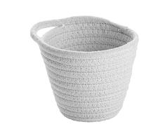 Wenko Cesta de baño Soria blanco - contemporáneo cesta de almacenaje para el baño, el aseo para huéspedes y el hogar en general, Algodón, 12.5 x 12 x 14.5 cm, Blanco
