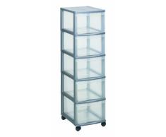 Sundis Optimo Cajonera grande con sistema de tope y ruedas, plateado, 38,5 x 30 x 105,5 cm