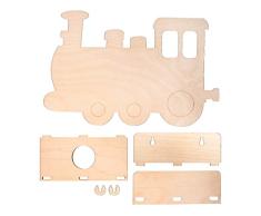 Rayher 62988505 Kit lámpara de pared infantil, tren, 29x18,3x7,5 cm, madera, dormitorio infantil