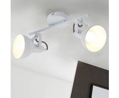 Briloner Leuchten 2049 - 026 - Lámpara de techo, lámpara de techo con dos focos giratorios y orientables en Retro/Vintage Diseño, Metal, 40 W, color blanco