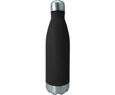 NERTHUS Pared Simple Negra de Acero Inoxidable 750 ml, Agua, Botella Reutilizable, Negro, 29 x 7,5 x 7,5 cm
