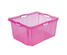 keeeper Caja de Almacenaje con Asas Integradas, Tamaño: XXL, 52 x 43 x 26 cm, 44 l, Franz, Rosa Transparente