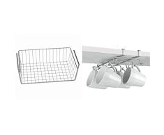Metaltex MY-MUG Colgador de cocina para 10 tazas, color plateado, 28 x 14 x 6 cm + Estante intermedio, Gris metalizado, 40 cm