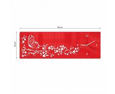 FLEXISTYLE Reloj de Pared Estilo Moderno Mariposa en Flores 3D silencioso Salon Colores 20 x 60 cm