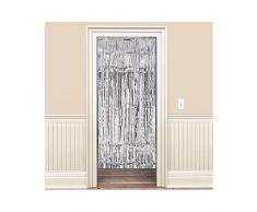 Amscan 24200-18 - Artículo de fiesta, 3feet (91cm) de ancho x 8feet (244cm) gota, color plateado