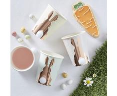 ginger ray - Vasos de Papel con Forma de Conejo y Cola de Pascua (8 Unidades), Color Rosa y Dorado