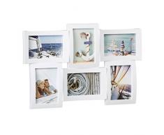 Relaxdays Bilderrahmen mehrere Fotos, Collage für 6 Bilder, Fotorahmen in 3D-Optik, Zum Hängen, 33 x 47, 5 cm, weià Marco Múltiple para Pared, Blanco, 3x47.5x33 cm