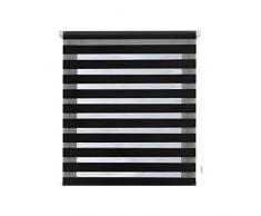 Blindecor Indus SIN HERRAMIENTAS | Estor Enrollable Sin Taladrar de Doble Capa | Noche y DÃa | Sistema EasyFix | Color Negro | 130 x 180 cm (ancho x largo) | Tamaño de la Tela 127 x 175 cm