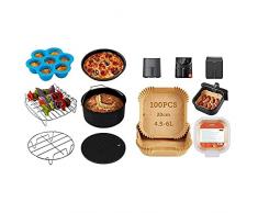 COSORI Papel Horno para Freidora sin Aceite, 100 Piezas Papel Horno Cuadrado de Desechable + COSORI Accesorios para Freidora sin aceite 5.5L, Molde para resposterÃa, Bandeja para pizza