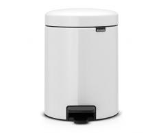 Brabantia Pedal Bin newIcon 112065-Cubo de Basura, 5 l, Color Blanco, Acero Inoxidable