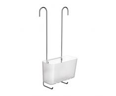 Tatay Standard Single Cesta organizadora de Ducha o baÃ±era Ajustable a Todo Tipo de grifos plÃ¡stico polipropiel, Acero Inoxidable, GlacÃ©, 20.5 x 11 x 41.5 cm