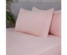 Sleepdown Juego de 2 Fundas de Almohada 100% algodón Cepillado de Lujo, Suave, acogedora, de Franela para ama de casa, Funda de Almohada, Ropa de Cama, 50 x 75 cm, Color Rosa Rubor