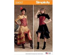 SIMPLICITY S9007 - Patrones de costura para disfraces de mujer Steampunk, papel, color blanco