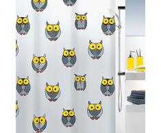 Spirella 180 x 200, Gris colecciÃ³n Owl, Cortina de Ducha Textil, 100% Polyester, PEVA