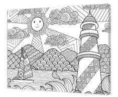 Pintcolor 7810.0Â Marco con Lienzo Impreso de Colorear, Madera de Abeto, Blanco/Negro, 40Â x 50Â x 3.5Â cm