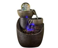 ZenLight - Fuente de Interior de Malla Cascada jarro de Pared de Agua, Efecto Piedra Natural con luz LED Colorida, decoración Interior Zen, Elegante y Relajante, Fuente de Mesa, Altura 28 cm
