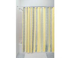 InterDesign Moxi SC Cortinas para ducha para 180x180, Cortina de baño con 12 ojales y motivo de azulejos, Cortina de ducha con estética de tela arrugada, Poliéster amarillo/gris